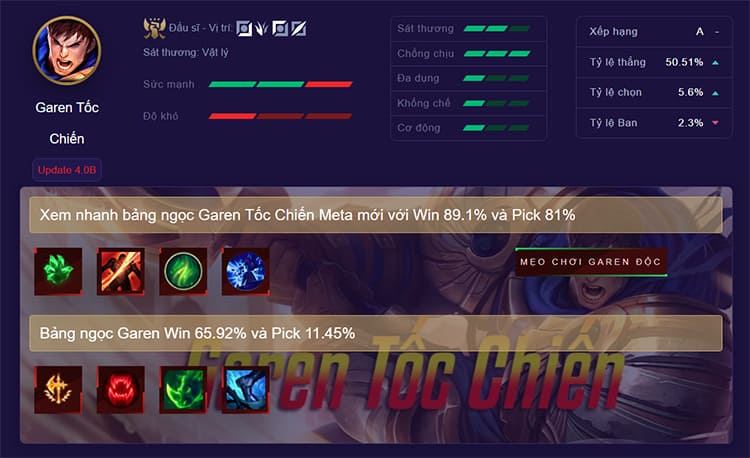 lên đồ garen tốc chiến