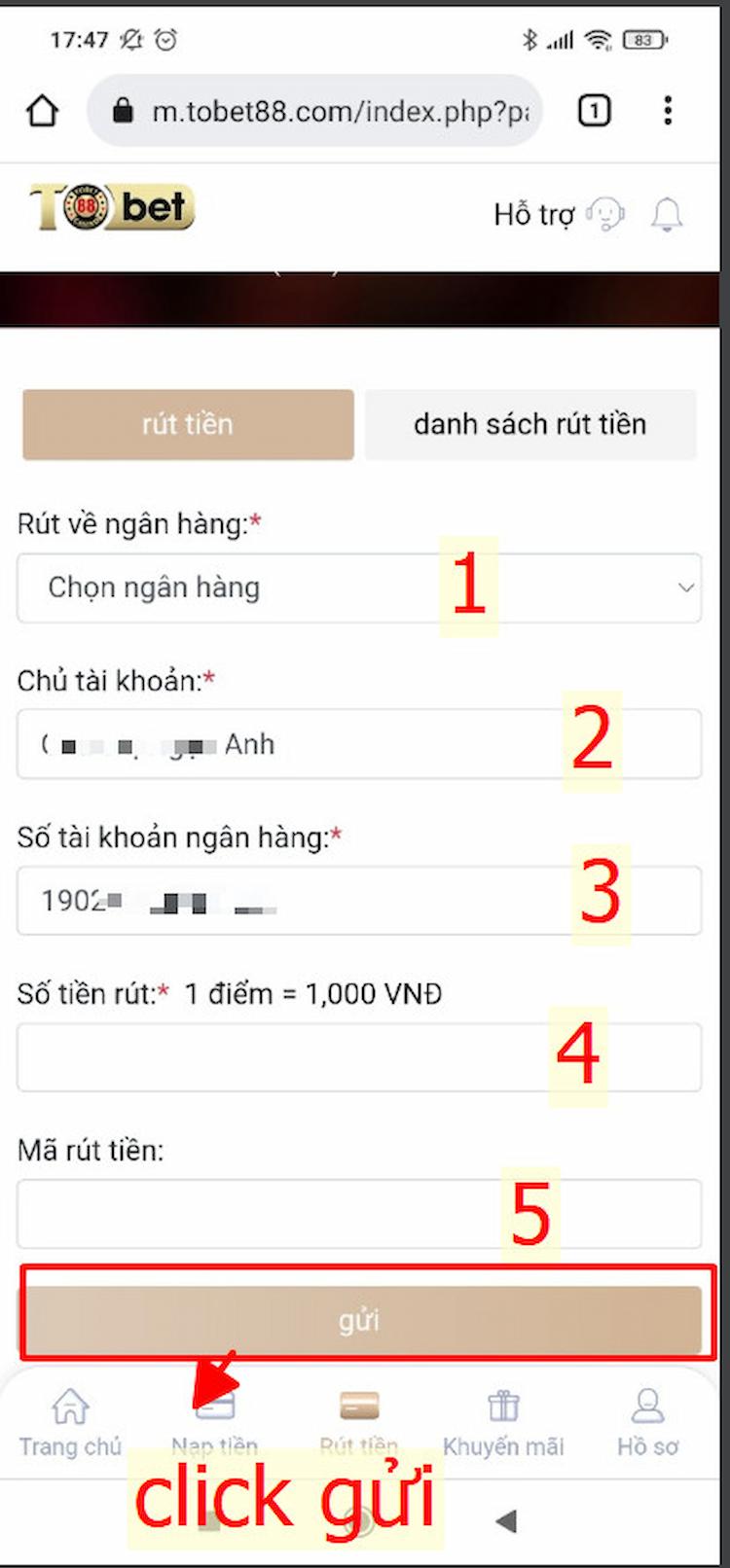 Chọn ngân hàng để rút tiền