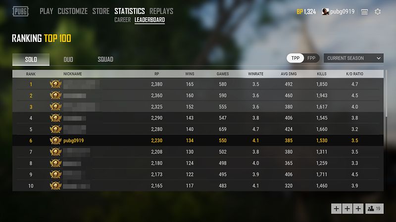 xếp hạng rank pubg