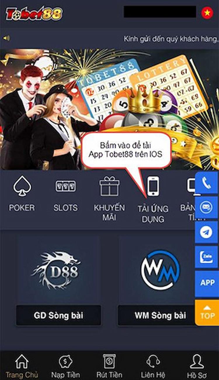 truy cập vào website để tải app tobet88