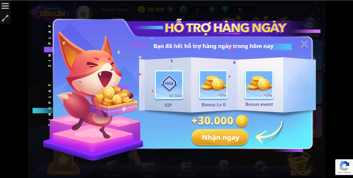 Gold miễn phí được Zingplay tặng người dùng hàng ngày