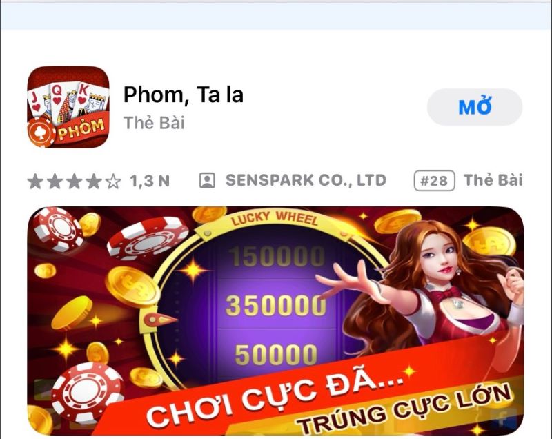 Mở ứng dụng game Phỏm và bắt đầu trò chơi