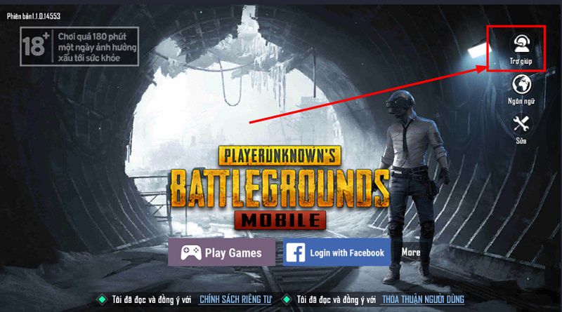 Nhấn biểu tượng trợ giúp là cách lấy lại acc PUBG