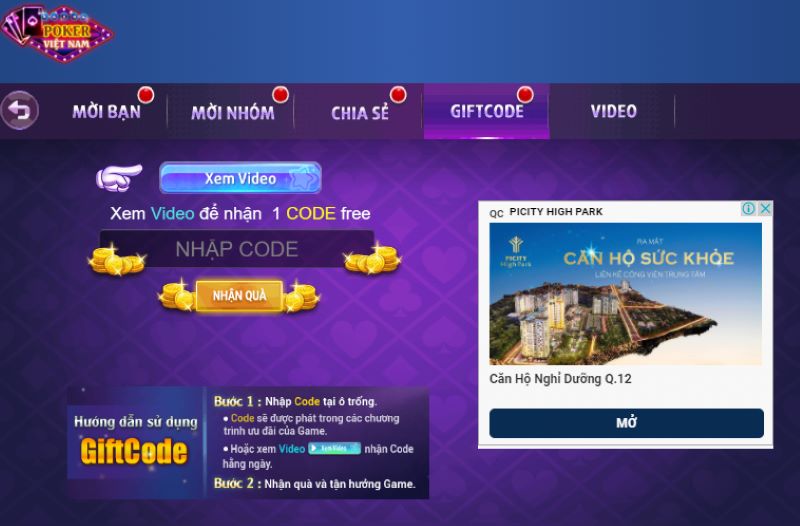 Nhận mã code VIP trong Mậu Binh ZingPlay