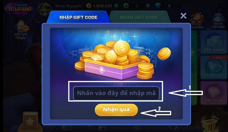 Nhập mã code game