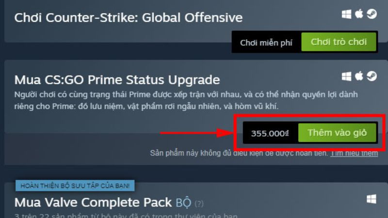 prime csgo bao nhiêu tiền