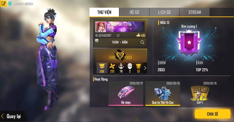 thứ tự rank Free Fire