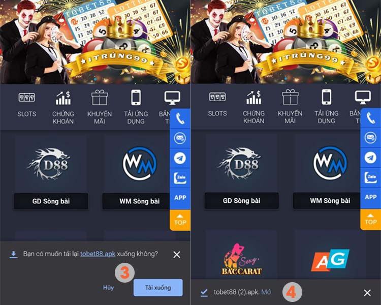 Tải app TOBET88 hệ điều hành Android