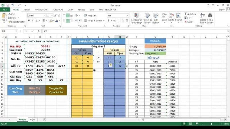 Bảng tính lô đề bằng excel