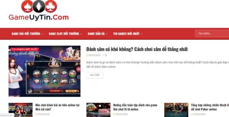 Các trang web chuyên về game bài