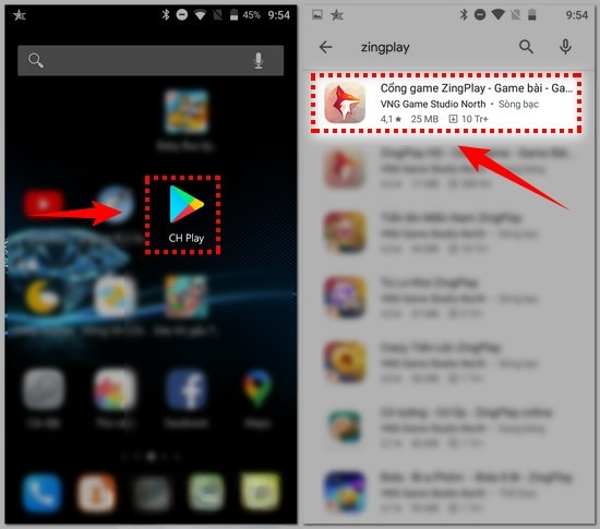 Truy cập CH Play và AppStore để tải Zingplay