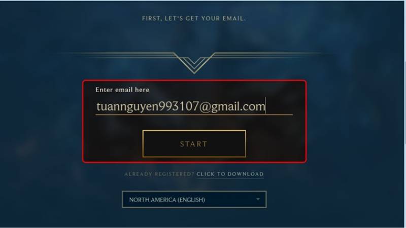 Truy cập vào trang chủ và nhập email