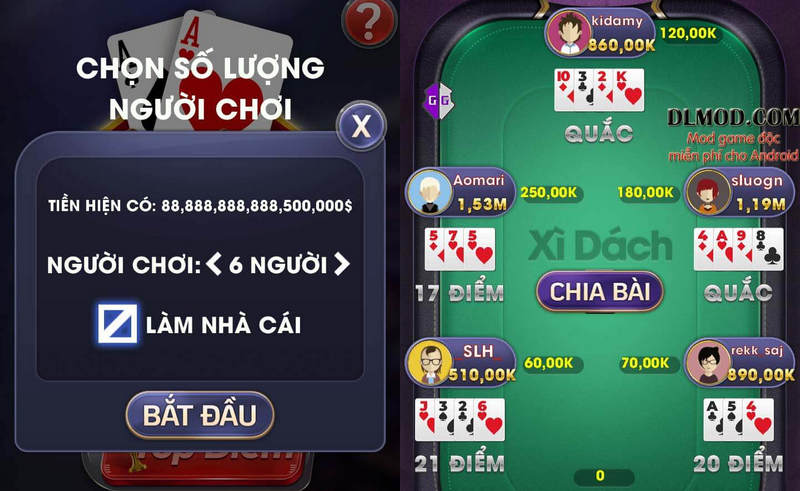 Xì Dách offline mod tiền